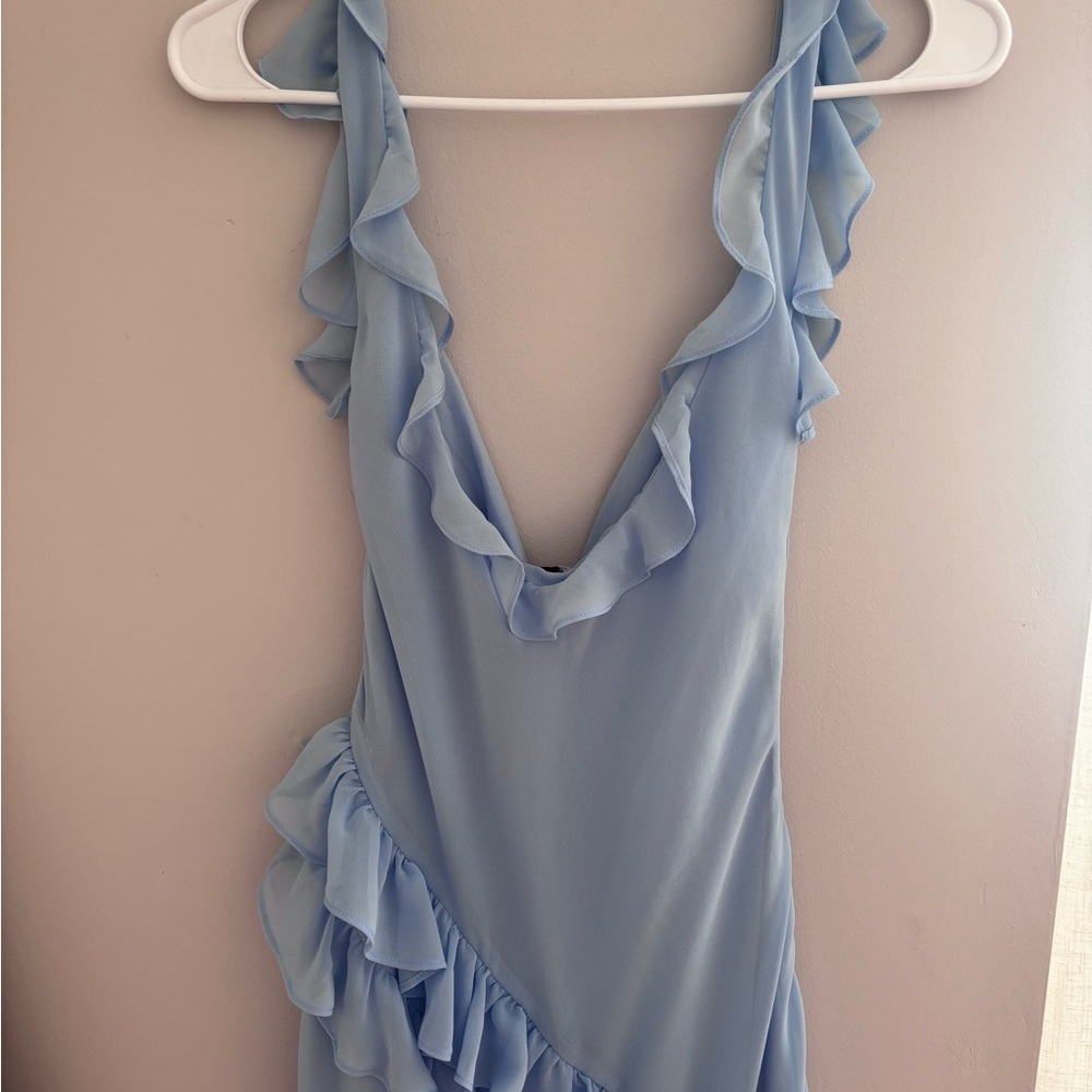 NWT House of CB | Ariela Soft Blue Ruffle Maxi Dress (sold out style/size) - Picture 11 of 16